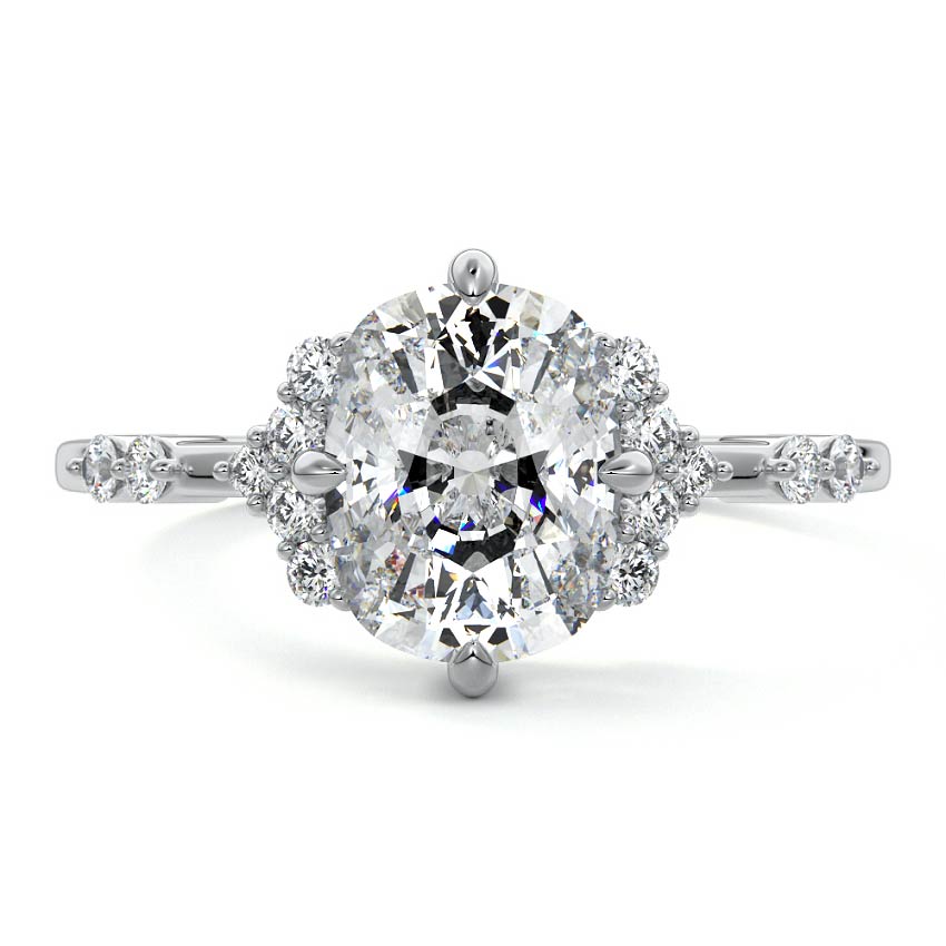 Alessandra - Cushion White Gold Lab Grown Diamond Engagement Ring | Nura Lab