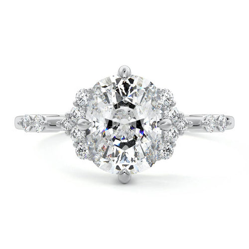 Alessandra - Cushion White Gold Lab Grown Diamond Engagement Ring | Nura Lab