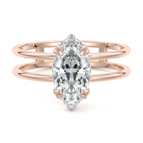 Bruna - Marquise Rose Gold Lab Grown Diamond Engagement Ring | Nura Lab