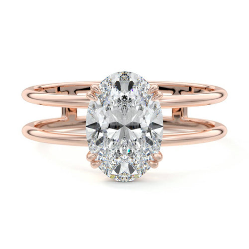 Bruna - Oval Rose Gold Lab Grown Diamond Engagement Ring | Nura Lab