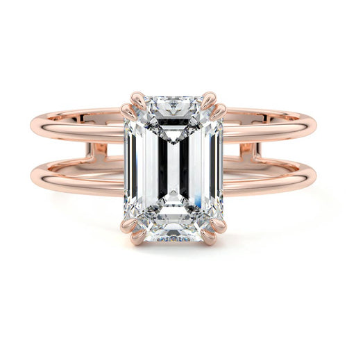 Bruna - Emerald Cut Rose Gold Lab Grown Diamond Engagement Ring | Nura Lab