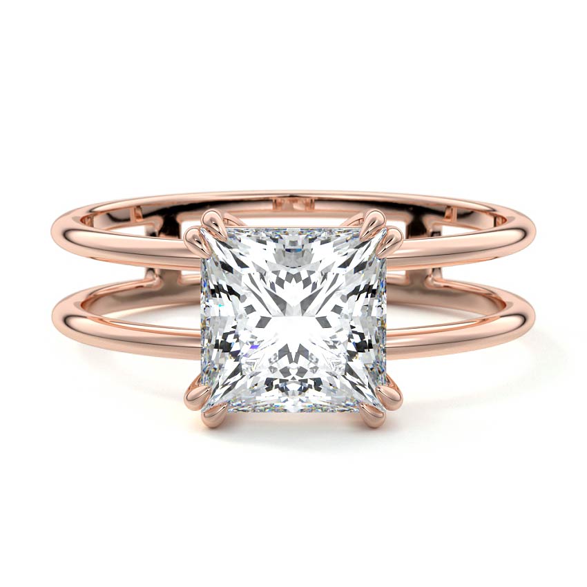 Bruna - Princess Rose Gold Lab Grown Diamond Engagement Ring | Nura Lab