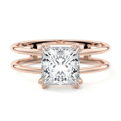 Bruna - Princess Rose Gold Lab Grown Diamond Engagement Ring | Nura Lab