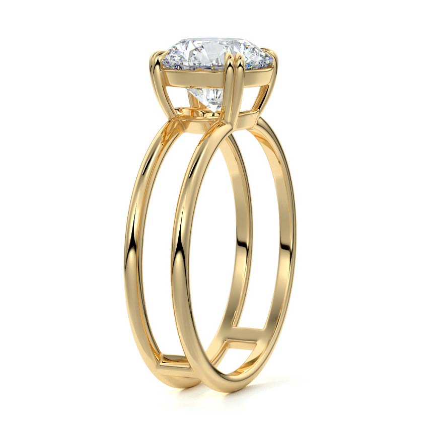 Bruna - Round Yellow Gold Engagement Ring Side View | Nura Lab