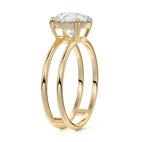 Bruna - Round Yellow Gold Engagement Ring Side View | Nura Lab