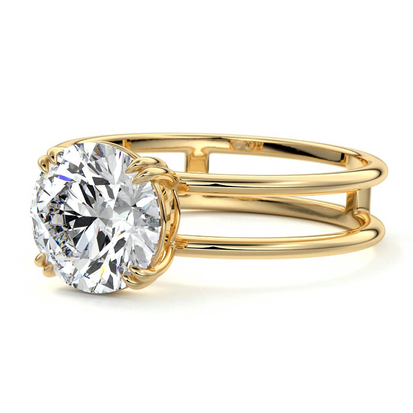 Bruna - Round Yellow Gold Engagement Ring Profile View | Nura Lab