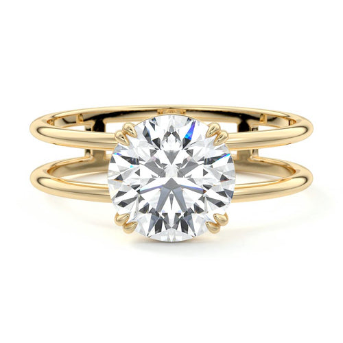 Bruna - Round Yellow Gold Engagement Ring Detail View | Nura Lab
