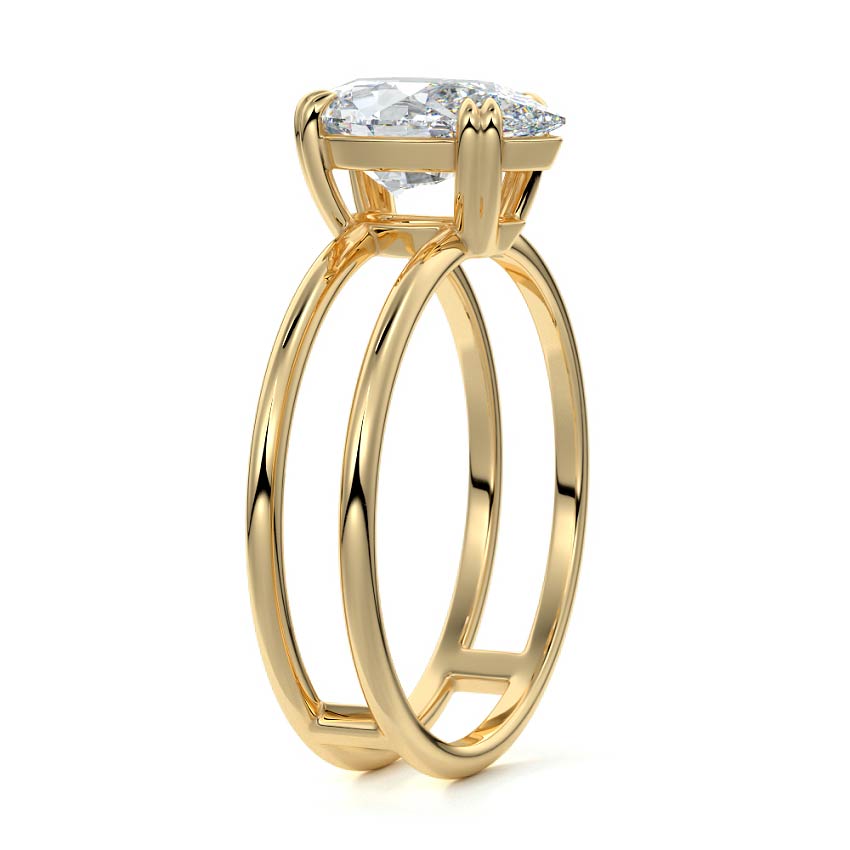 Bruna - Pear Yellow Gold Engagement Ring Side View | Nura Lab