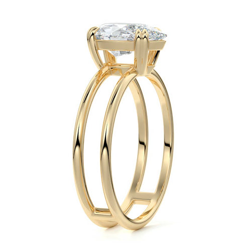 Bruna - Pear Yellow Gold Engagement Ring Side View | Nura Lab