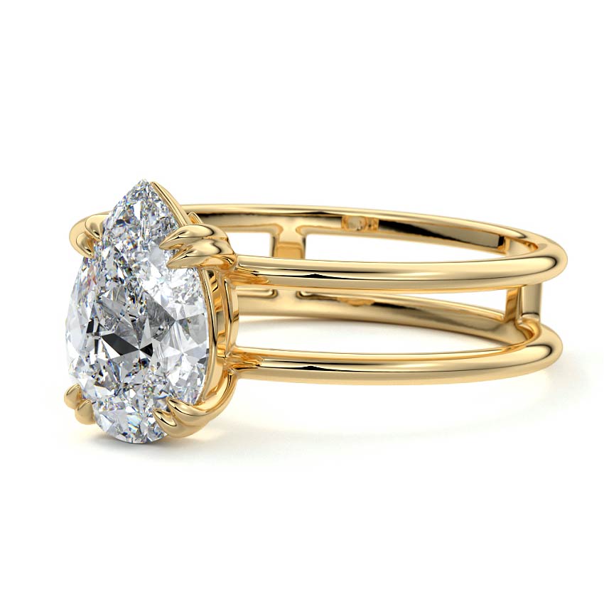 Bruna - Pear Yellow Gold Engagement Ring Profile View | Nura Lab