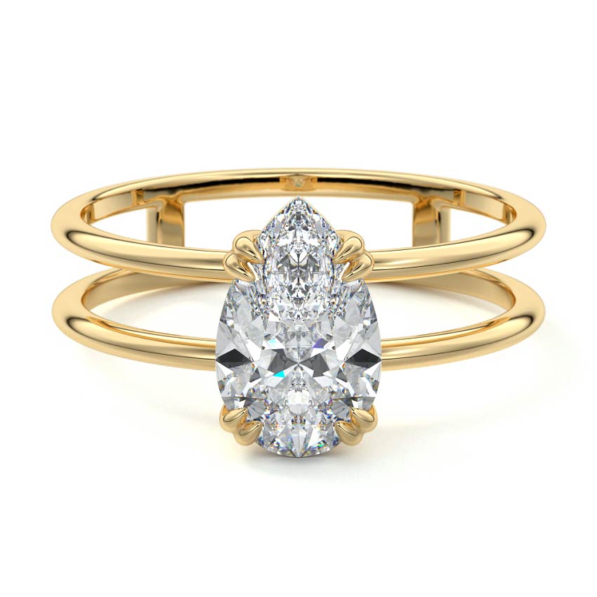 Bruna - Pear Yellow Gold Engagement Ring Detail View | Nura Lab
