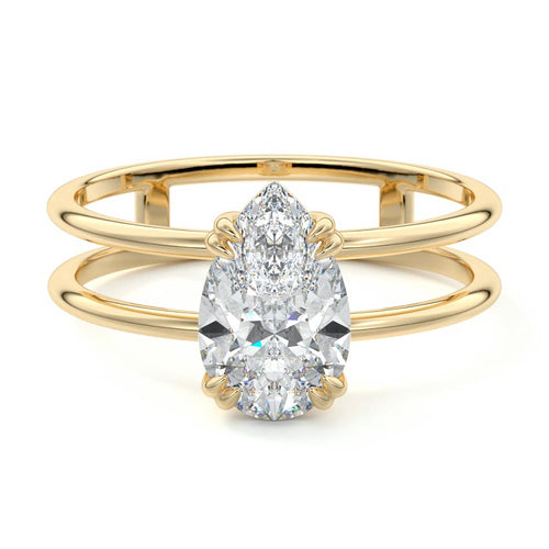 Bruna - Pear Yellow Gold Engagement Ring Detail View | Nura Lab