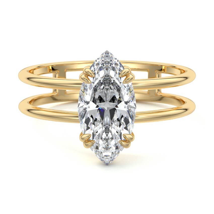 Bruna - Marquise Yellow Gold Lab Grown Diamond Engagement Ring | Nura Lab