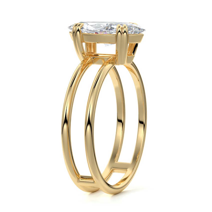 Bruna - Marquise Yellow Gold Engagement Ring Side View | Nura Lab