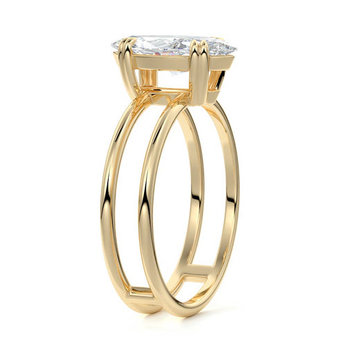 Bruna - Marquise Yellow Gold Engagement Ring Side View | Nura Lab