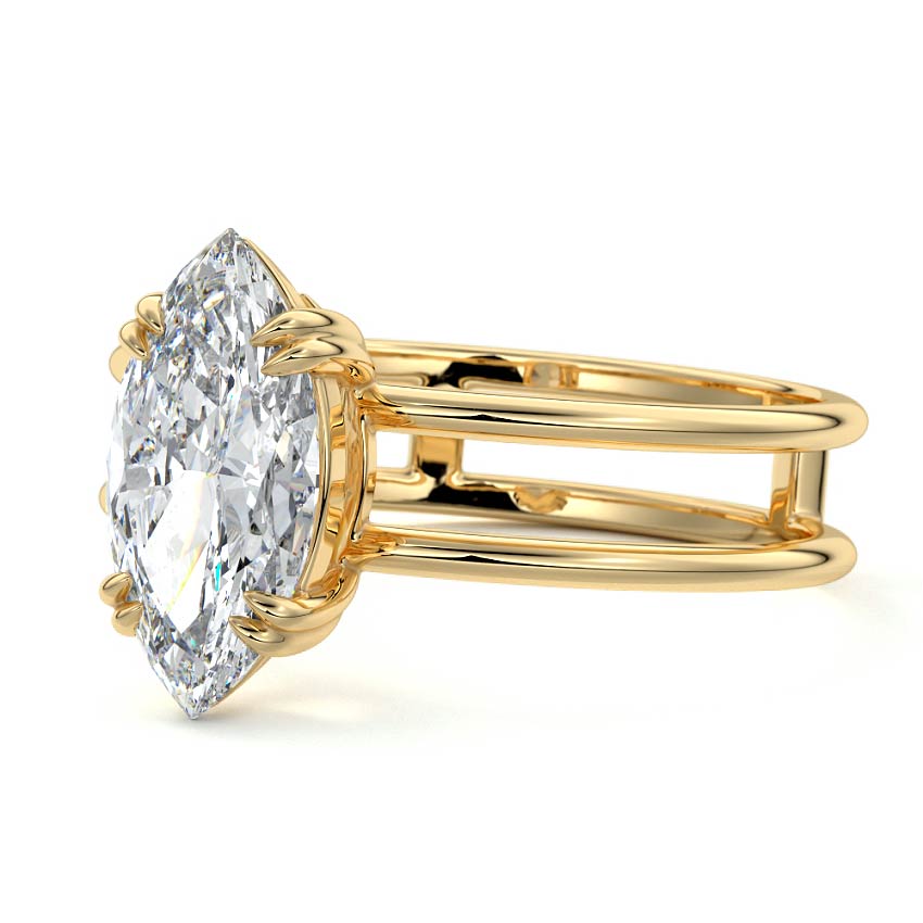 Bruna - Marquise Yellow Gold Engagement Ring Profile View | Nura Lab