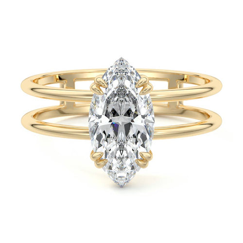 Bruna - Marquise Yellow Gold Engagement Ring Detail View | Nura Lab