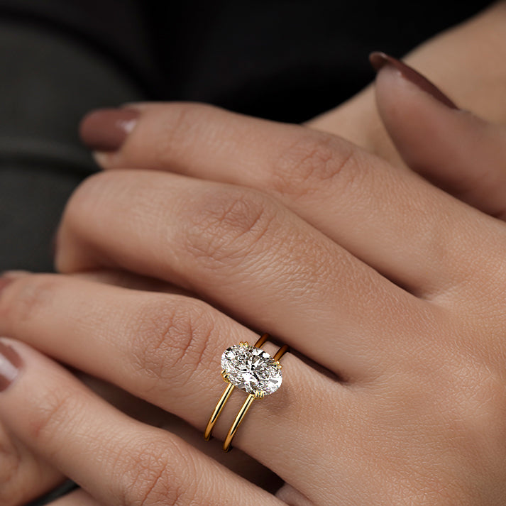 Bruna - Oval Yellow Gold Engagement Ring Angle View | Nura Lab