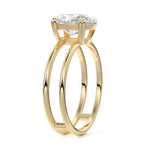 Bruna - Oval Yellow Gold Engagement Ring Side View | Nura Lab