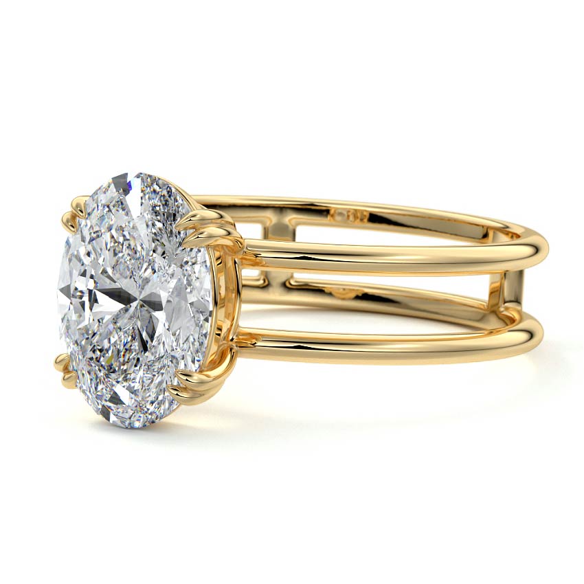 Bruna - Oval Yellow Gold Engagement Ring Profile View | Nura Lab