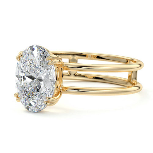 Bruna - Oval Yellow Gold Engagement Ring Profile View | Nura Lab