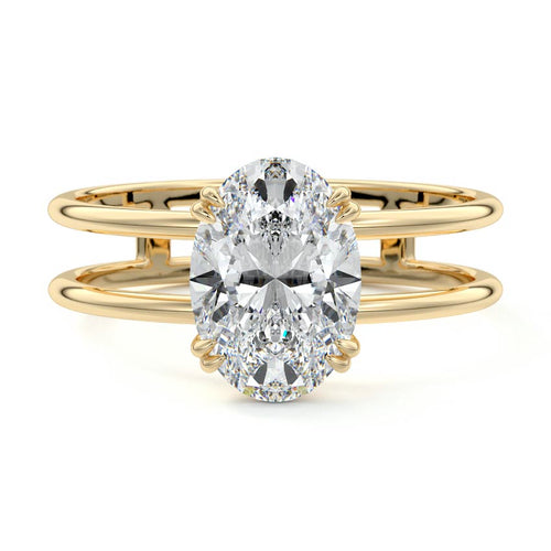 Bruna - Oval Yellow Gold Engagement Ring Detail View | Nura Lab