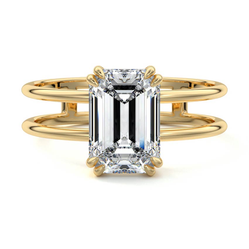 Bruna - Emerald Cut Yellow Gold Lab Grown Diamond Engagement Ring | Nura Lab