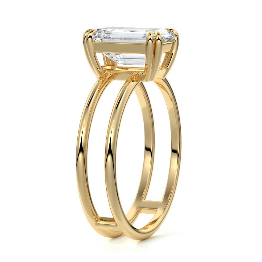 Bruna - Emerald Cut Yellow Gold Engagement Ring Side View | Nura Lab