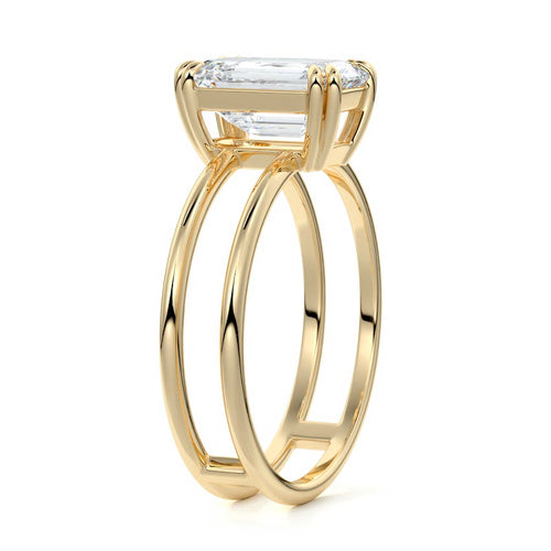Bruna - Emerald Cut Yellow Gold Engagement Ring Side View | Nura Lab