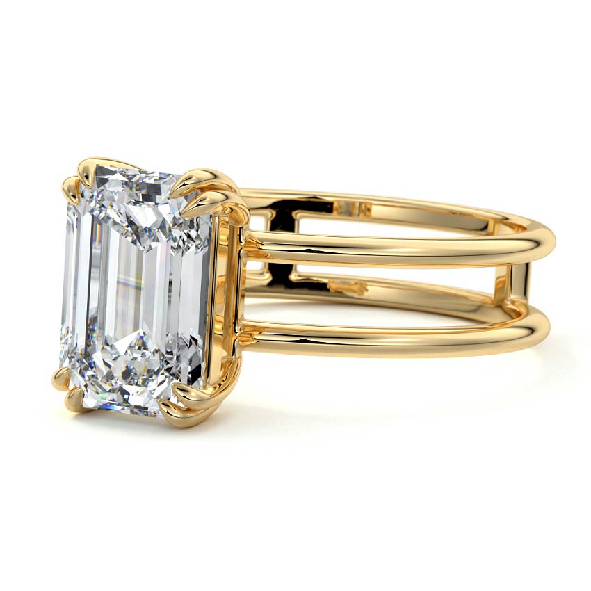 Bruna - Emerald Cut Yellow Gold Engagement Ring Profile View | Nura Lab