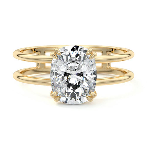 Bruna - Cushion Yellow Gold Lab Grown Diamond Engagement Ring | Nura Lab
