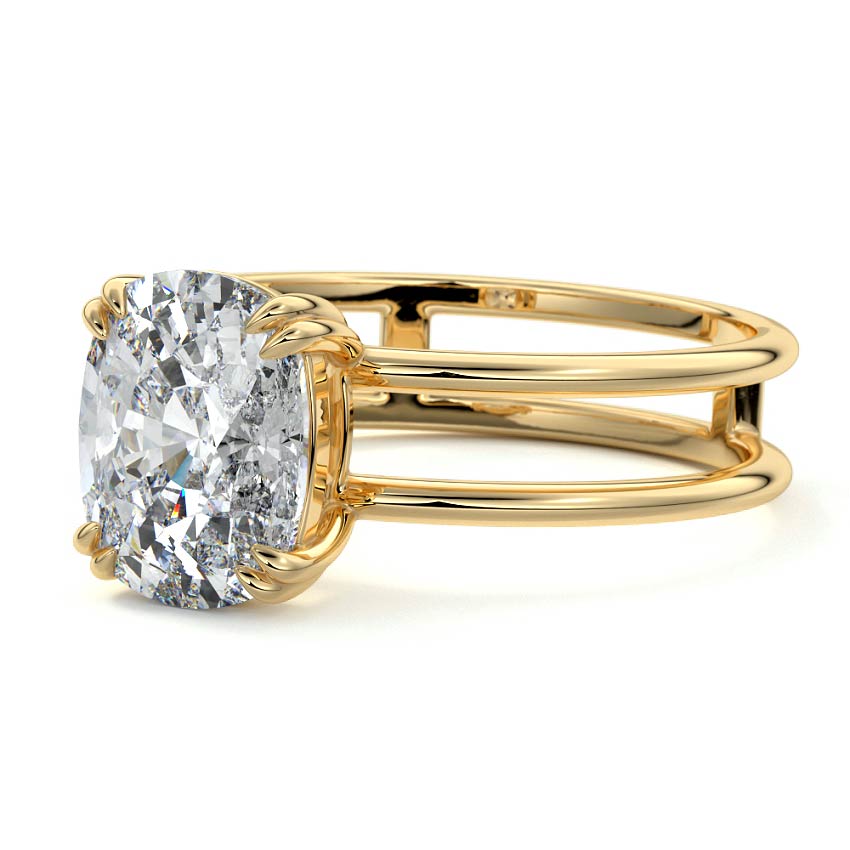 Bruna - Cushion Yellow Gold Engagement Ring Profile View | Nura Lab
