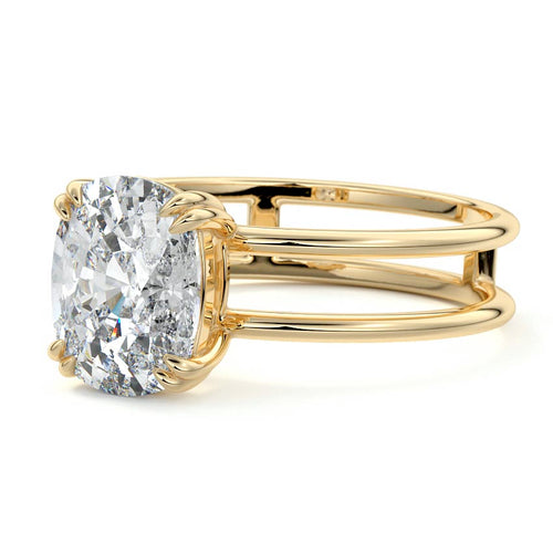 Bruna - Cushion Yellow Gold Engagement Ring Profile View | Nura Lab