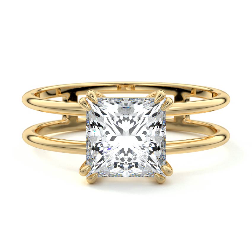 Bruna - Princess Yellow Gold Lab Grown Diamond Engagement Ring | Nura Lab