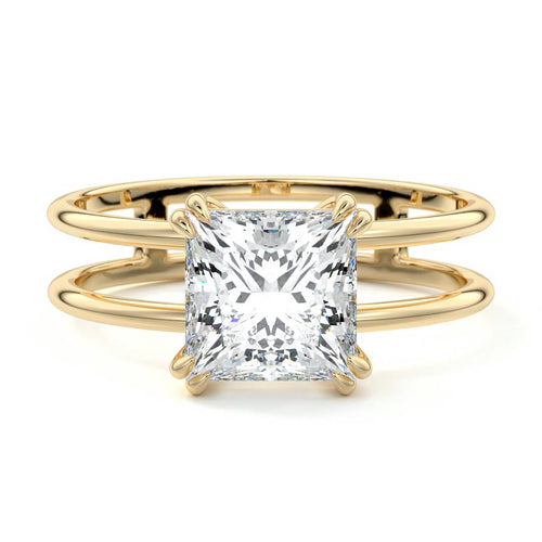 Bruna - Princess Yellow Gold Lab Grown Diamond Engagement Ring | Nura Lab