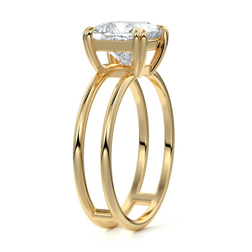 Bruna - Princess Yellow Gold Engagement Ring Side View | Nura Lab