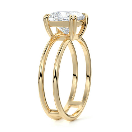 Bruna - Princess Yellow Gold Engagement Ring Side View | Nura Lab