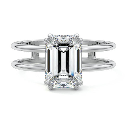 Bruna - Emerald Cut Platinum Lab Grown Diamond Engagement Ring | Nura Lab