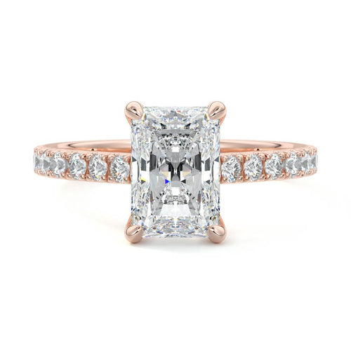 Calista radiant pavé lab grown diamond engagement ring in rose gold