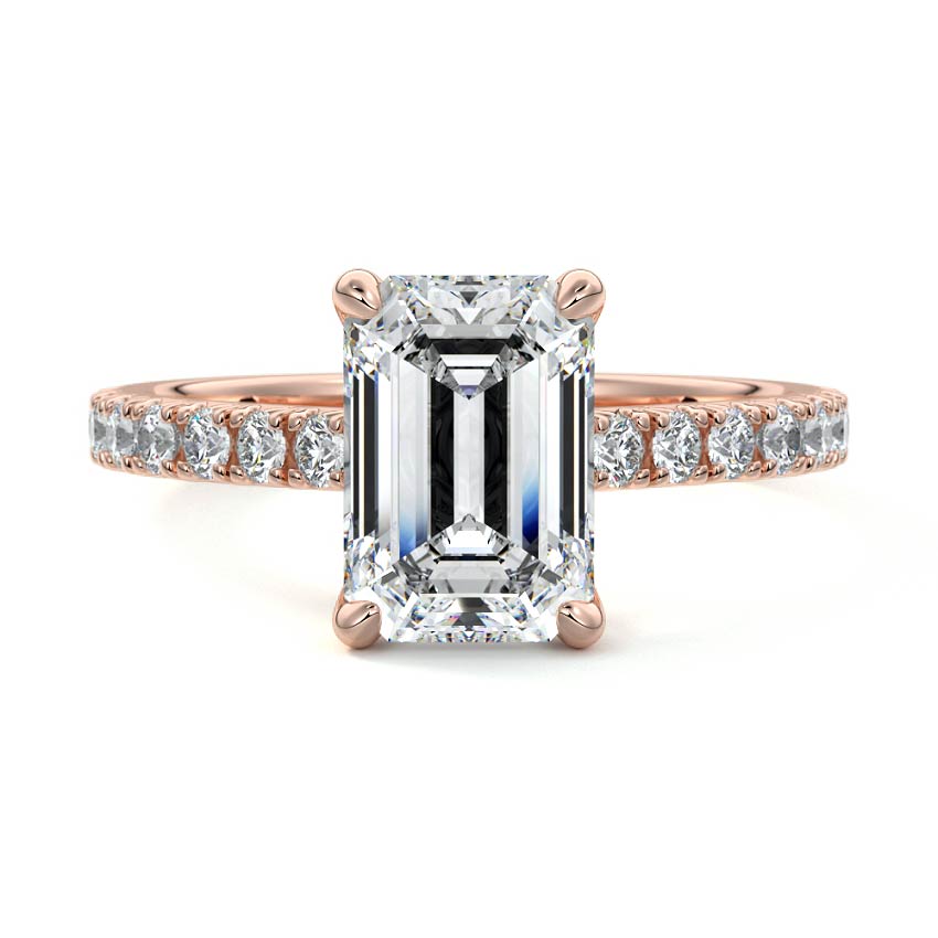 Calista - Emerald Cut Rose Gold Lab Grown Diamond Engagement Ring | Nura Lab