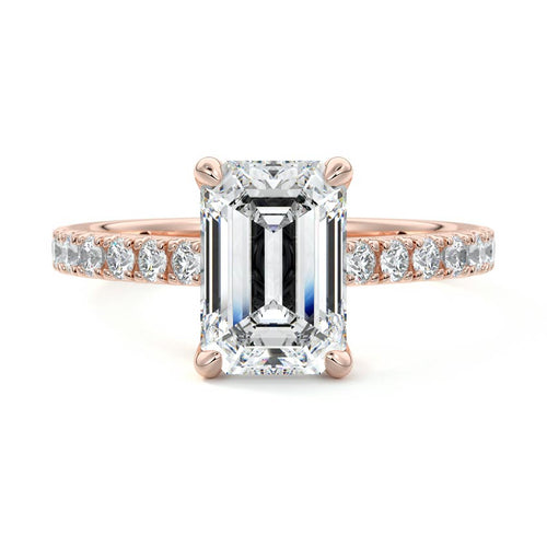Calista - Emerald Cut Rose Gold Lab Grown Diamond Engagement Ring | Nura Lab
