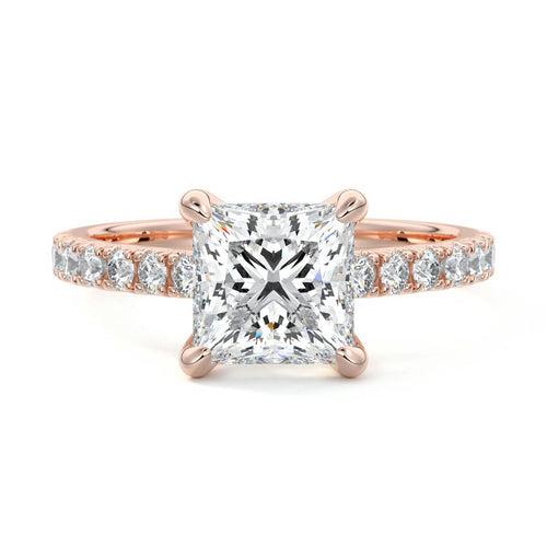 Calista - Princess Rose Gold Lab Grown Diamond Engagement Ring | Nura Lab