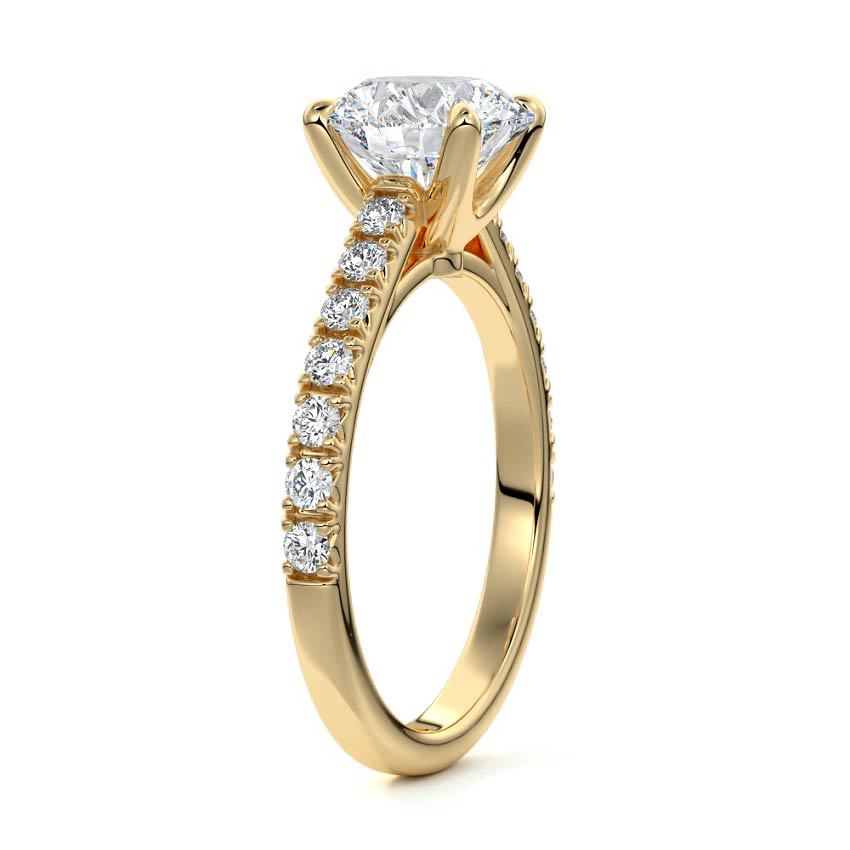 Calista - Round Yellow Gold Engagement Ring Side View | Nura Lab
