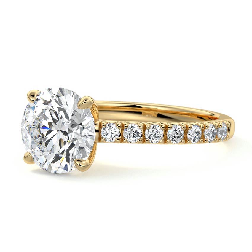 Calista - Round Yellow Gold Engagement Ring Profile View | Nura Lab