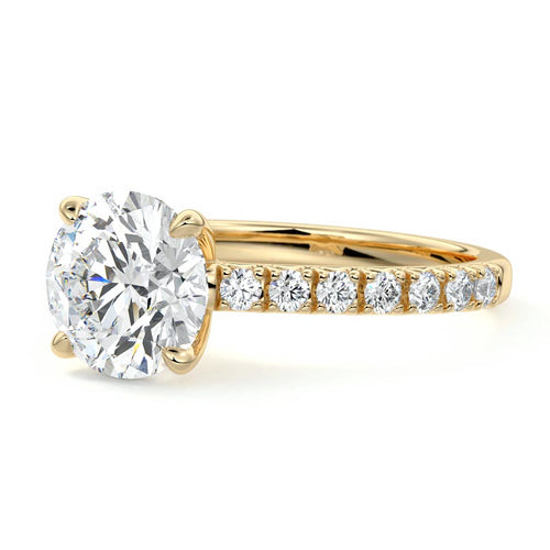 Calista - Round Yellow Gold Engagement Ring Profile View | Nura Lab