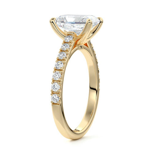 Calista radiant pavé lab grown diamond engagement ring in yellow gold