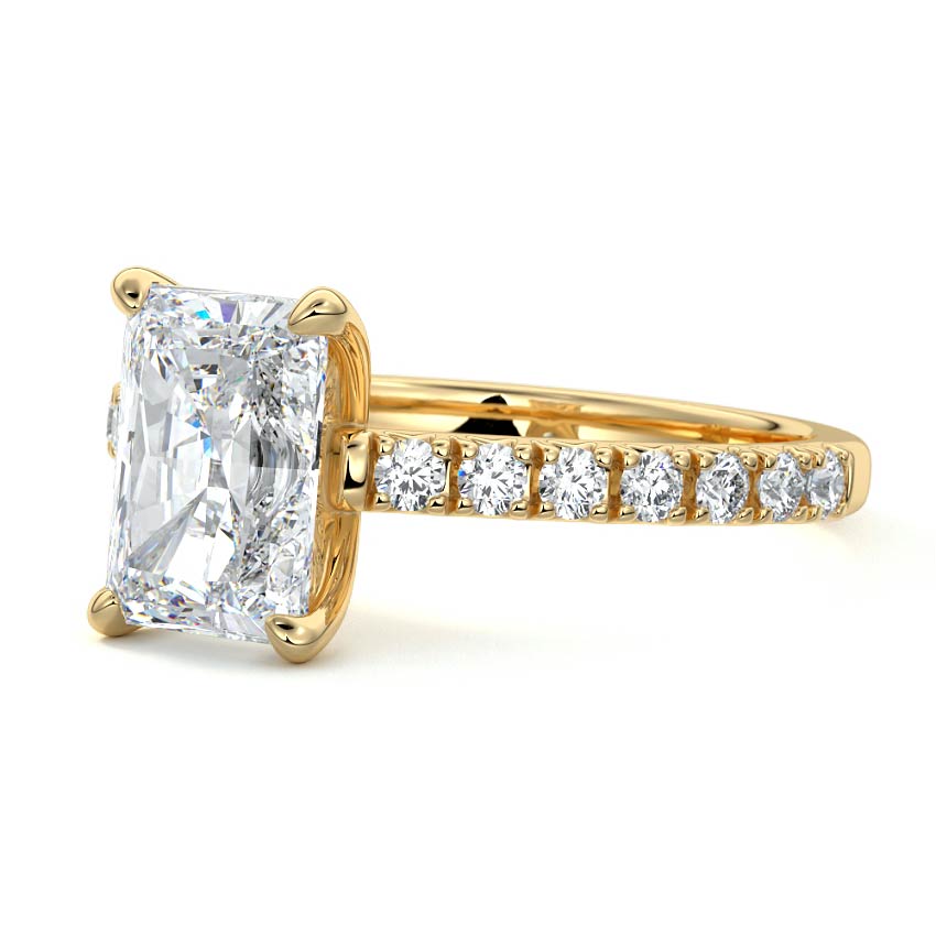 Calista - Radiant Yellow Gold Engagement Ring Profile View | Nura Lab