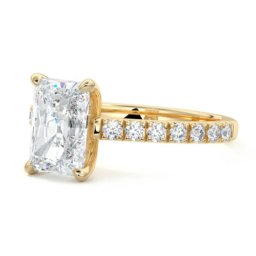 Calista - Radiant Yellow Gold Engagement Ring Profile View | Nura Lab