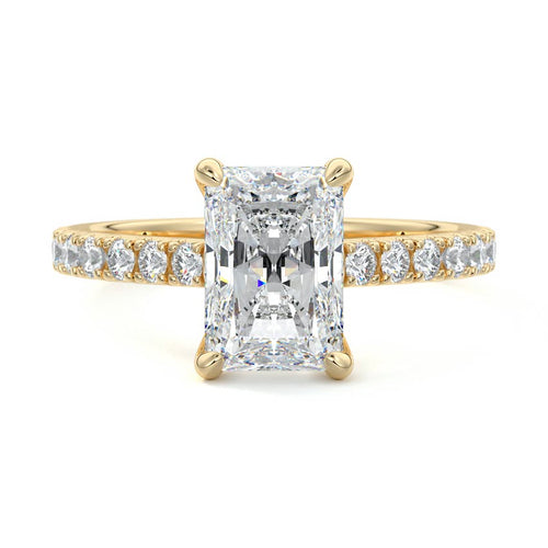 Calista - Radiant Yellow Gold Engagement Ring Detail View | Nura Lab