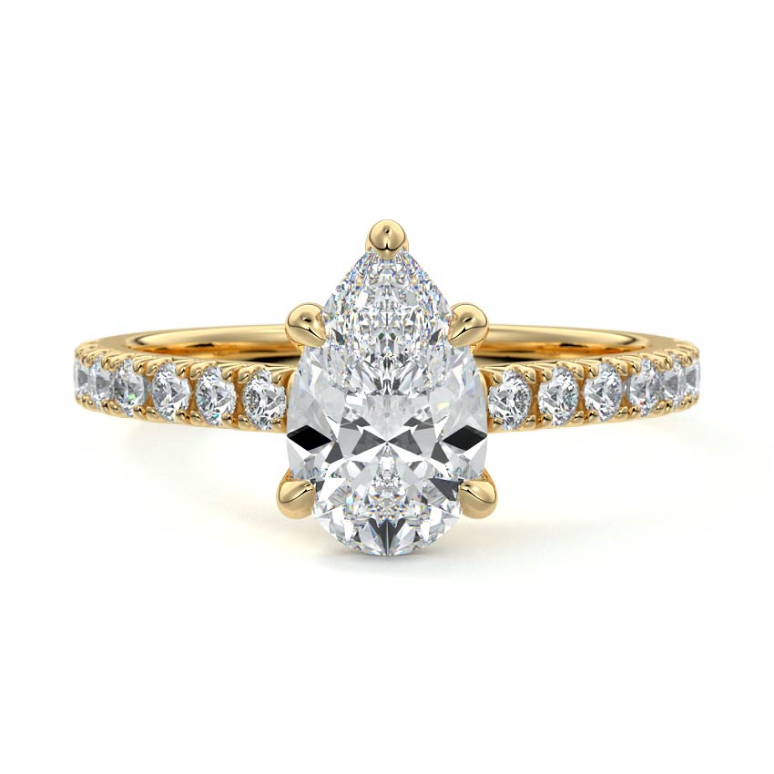 Calista - Pear Yellow Gold Lab Grown Diamond Engagement Ring | Nura Lab